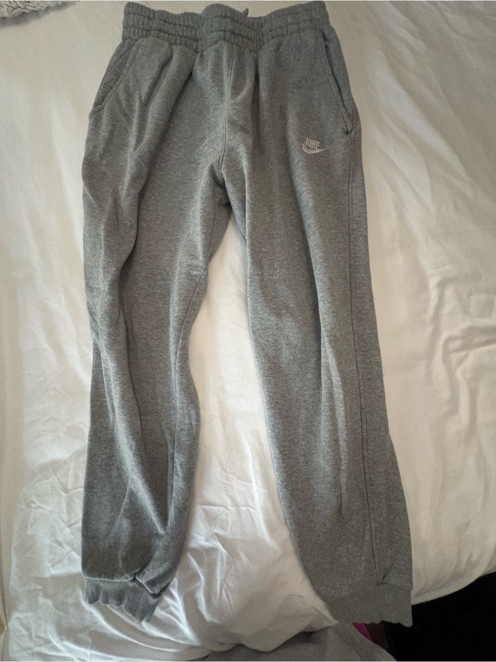 Nike Kids Gray Fleece Joggers with Logo